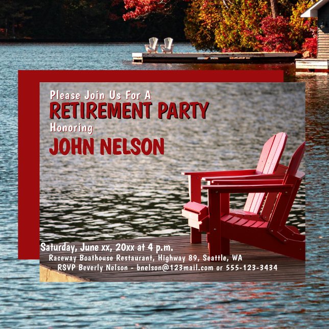 Retirement Party Casual Theme Lakeside Cottage Invitation (Retirement Party Casual Theme Lakeside Cottage Invitation)