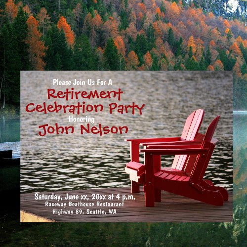 Retirement Party Casual Theme Lakeside Cottage Invitation