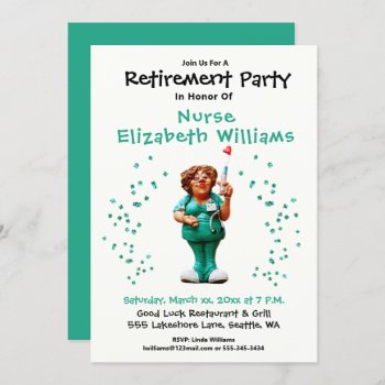 Retirement Party Celebration Medical Nurse Funny Invitation