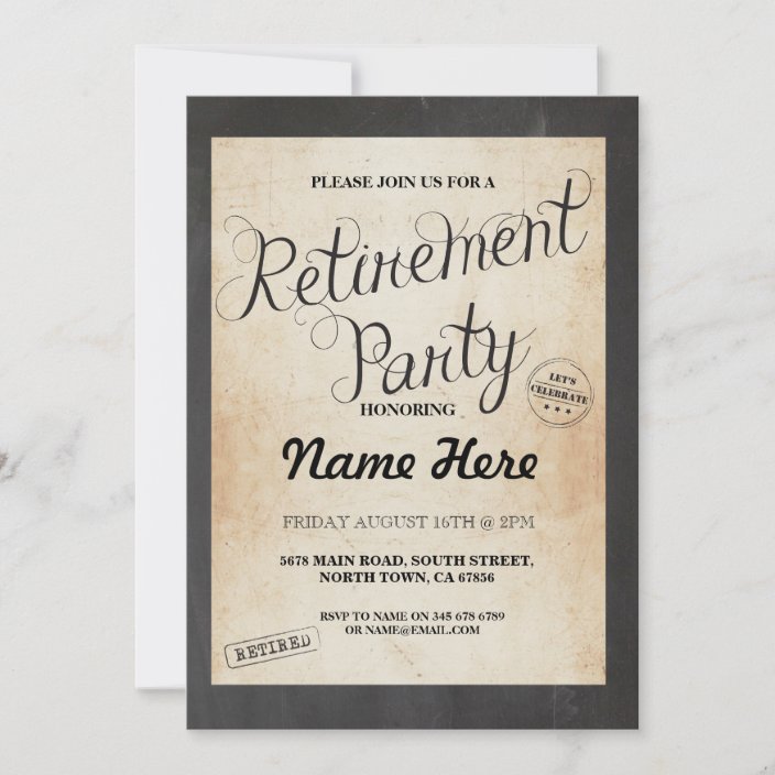 Retirement Party Chalk Retired Vintage Invitation | Zazzle.com