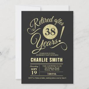 Retirement Party - Chalkboard Black Gold Invitation