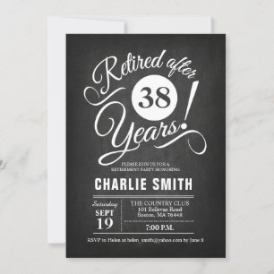 Retirement Party - Chalkboard Black White Invitation