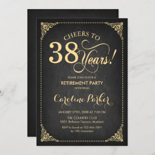 Retirement Party - Chalkboard Gold Invitation