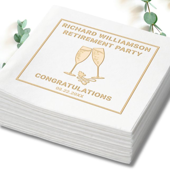 Retirement Party Champagne Foil Stamped Napkins (Creator Uploaded)
