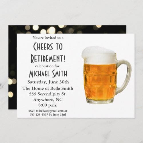 Retirement Party Cheers Beer Modern Celebration Invitation