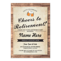 Retirement Party Cheers Beers Wood Pub Invitation