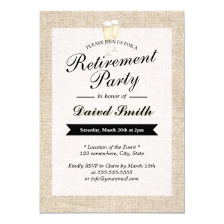 Retirement Party Cheers Rustic Burlap Card