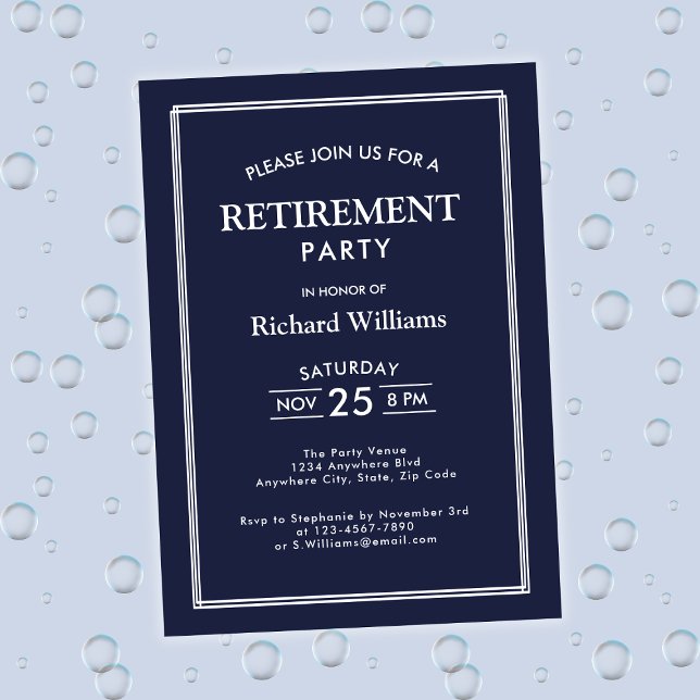 Retirement Party Classic Blue  Invitation (Creator Uploaded)