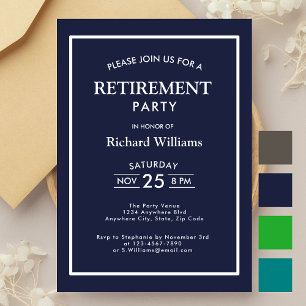 Retirement Party Classic Blue Invitation