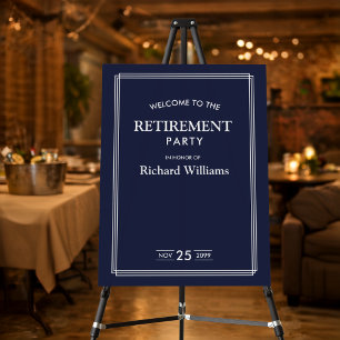 Retirement Party Classic Blue White Border Foam Board