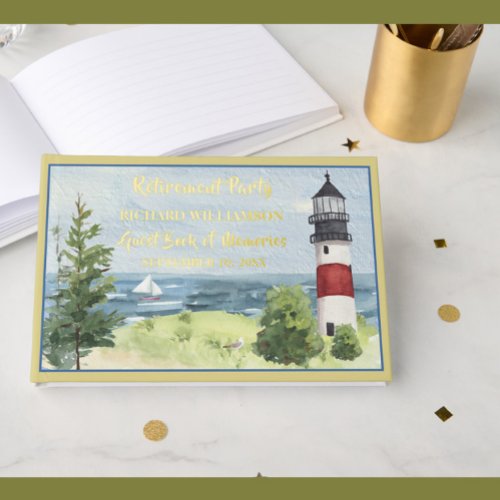 Retirement Party Coastal Lighthouse Gold Foil