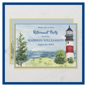Retirement Party Coastal Lighthouse Water Announcement