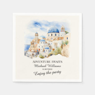 Retirement Party Colorful Greece Village Hill Napkins