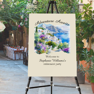 Retirement Party Colorful Greece Village Ocean Foam Board