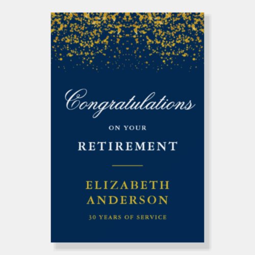 Retirement Party Congratulations Gold Glitter Blue Foam Board