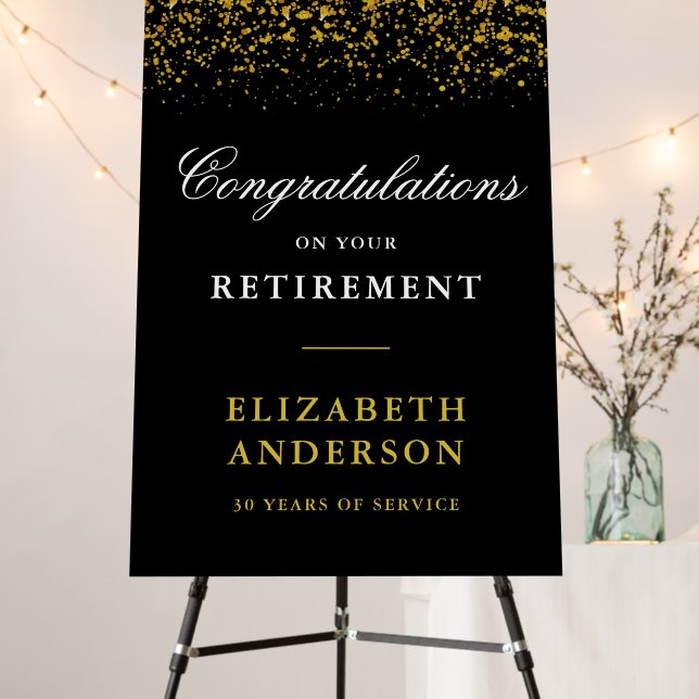 Retirement Party Congratulations Gold Glitter Foam Board (In Situ (Stand))
