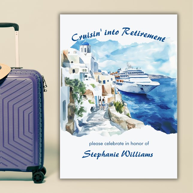 Retirement Party Cruising Destination Greece  Invitation (Creator Uploaded)