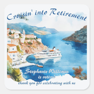 Retirement Party Cruising Destination Greece  Square Sticker