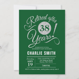 Retirement Party - Dark Green Silver Invitation
