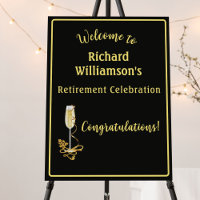 Retirement Party Elegant Black Gold Welcome