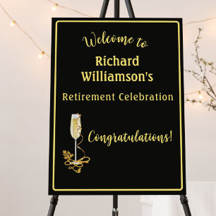 Retirement Party Elegant Black Gold Welcome Foam Board