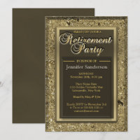 Retirement Party | Elegant Golden Office Directory Invitation