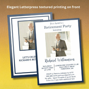Retirement Party Elegant Letterpress Photo Cards