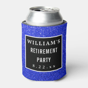 Retirement Party Favor Modern Typography Blue Can Cooler