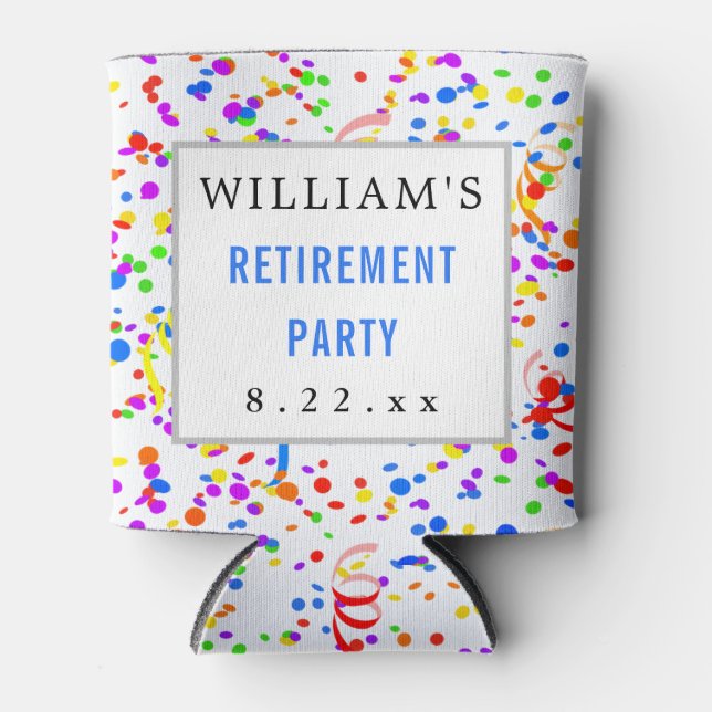 Retirement Party Favor Modern Typography Can Cooler (Front)