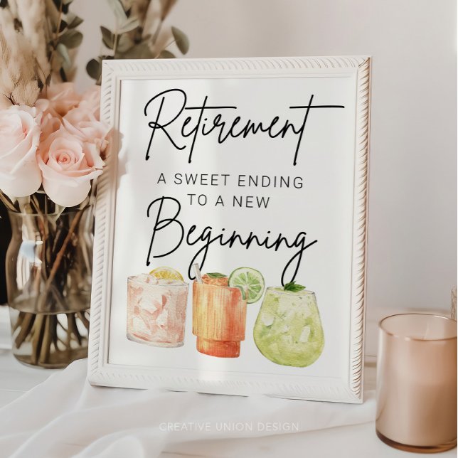 Retirement Party Favor Sign, New Beginning Poster (Retirement)