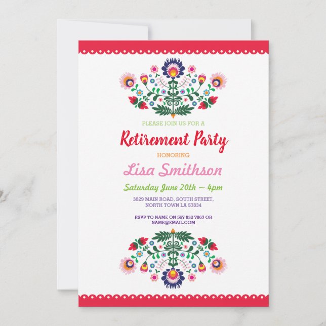 Retirement Party Fiesta Mexican Floral Invitation (Front)
