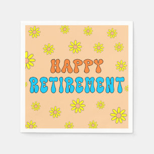 Retirement Party Floral Groovy Custom Text Napkins
