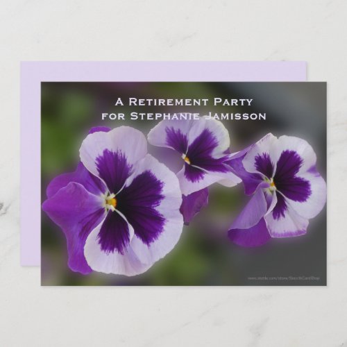 Retirement Party Floral Pale Purple Flowers Name Invitation