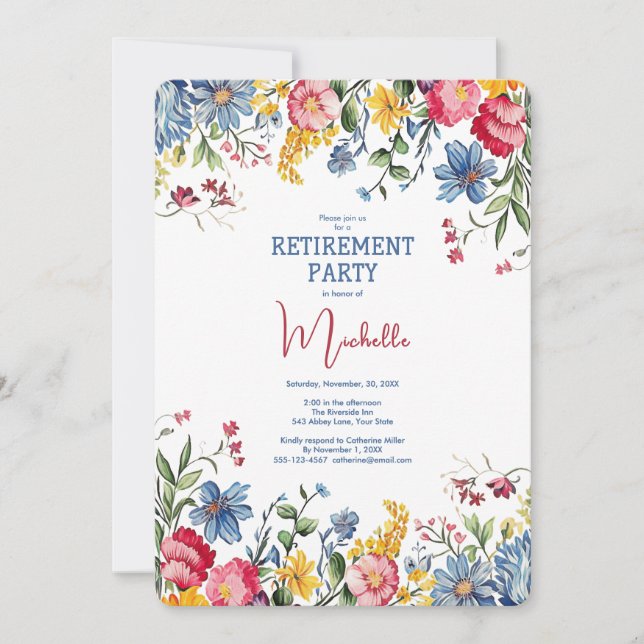 Retirement Party Floral Watercolor Invitation (Front)