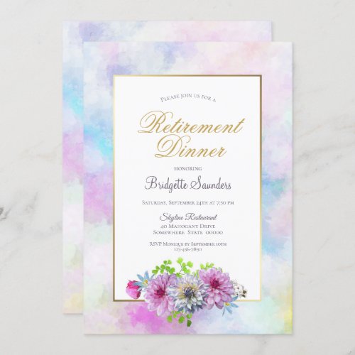 Retirement Party Floral with Watercolor Border Invitation