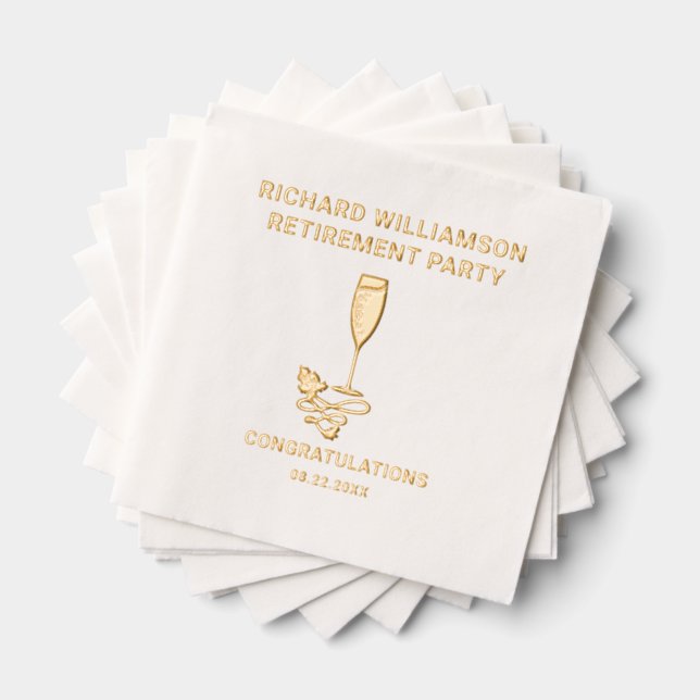 Retirement Party Foil Stamped Napkins (Insitu (Stacked))