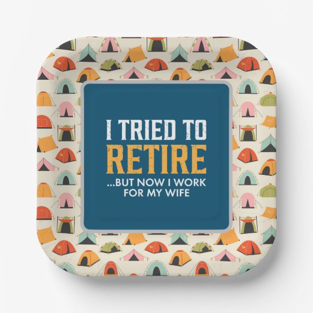 Retirement Party for Camping lovers Paper Plates (Front)