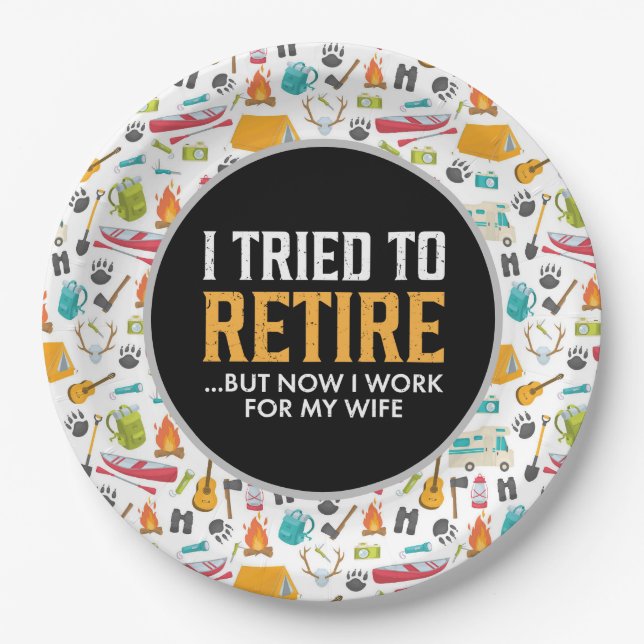 Retirement Party for Camping lovers Paper Plates (Front)