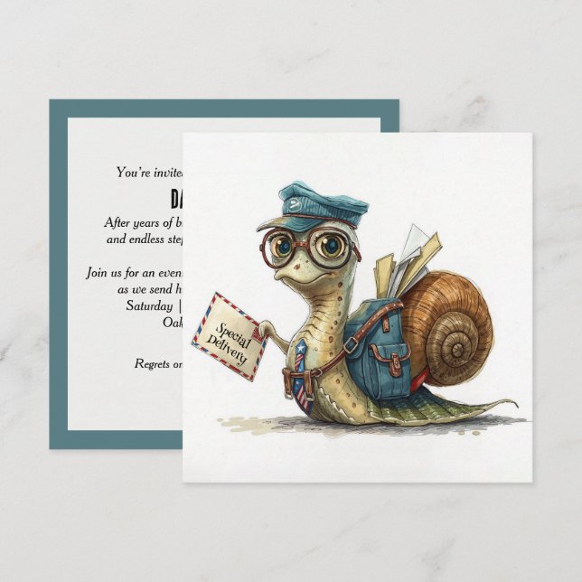 Retirement Party for Mailman Invitation (Front/Back)