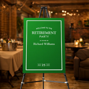 Retirement Party Formal Classic Green White  Foam Board