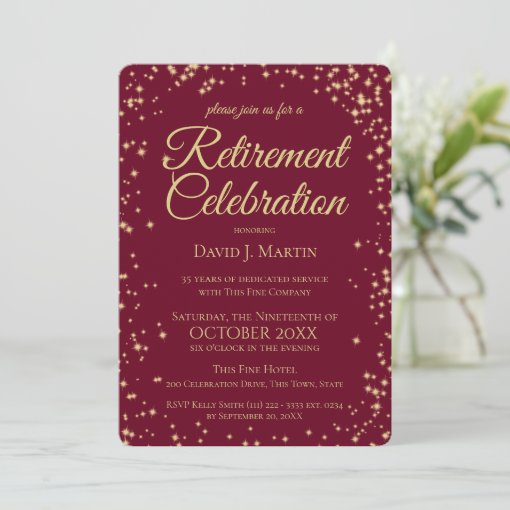 Retirement Party Formal Sparkle Corporate Invitation | Zazzle