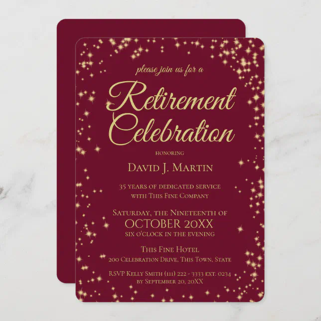 Retirement Party Formal Sparkle Corporate Invitation | Zazzle