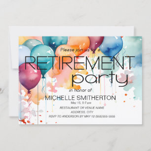 Retirement Party Fun Colorful Balloons  Invitation