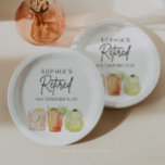 Retirement Party Funny Paper Plates Party Decor<br><div class="desc">Celebrate the next chapter in style with this Modern Minimalist Cocktail Retirement Party Collection! Ideal for honoring anyone stepping into the exciting world of retirement, this design features a chic hand-script font paired with three vibrant watercolor cocktails. Whether you're throwing a retirement bash for a teacher, lawyer, doctor, artist, secretary,...</div>