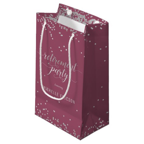 Retirement Party Gift Bag Elegant Silver Pink