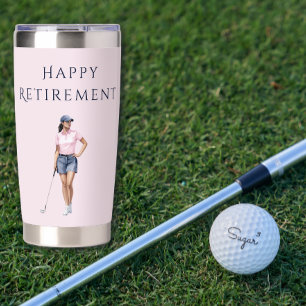 Retirement Party Gift Female Golfer Watercolor Insulated Tumbler