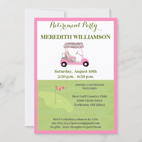 Retirement Party Glam Golf Party  Invitation