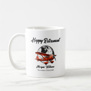Retirement Party Globe Travel Plane Places Coffee Mug