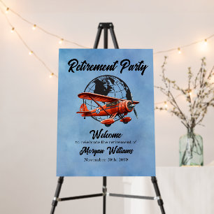 Retirement Party Globe Travel Plane Places  Foam Board