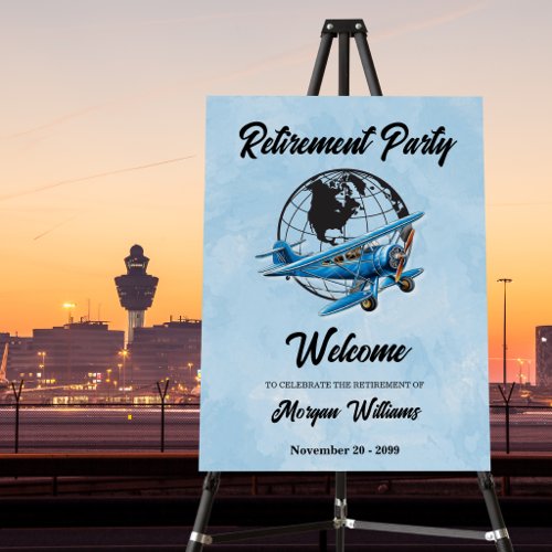Retirement Party Globe Travel Plane Places  Foam Board